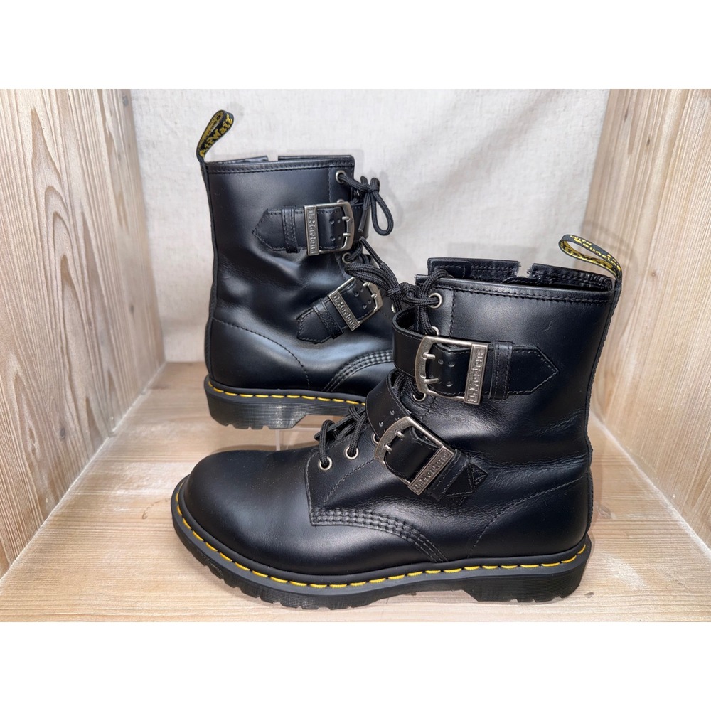 Dr. Martens US 11 UK 9 EU 43 Bex Buckle Boots Black Leather Side Zip Straps